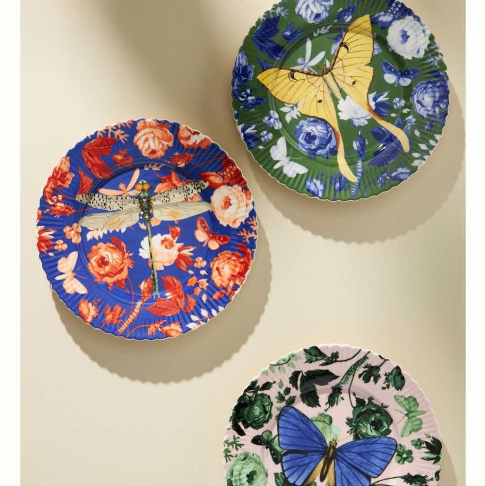 Anthropologie Athalia Dessert Plate - "Dragonfly" - blue/red - Picture 4 of 16